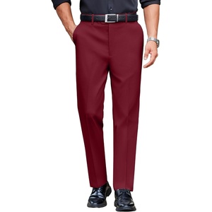 image:imageCOOFANDY Mens Classic Casual Dress Pants Expandable Waist Suit Pant Slim Fit Flat Front SlacksDark Red