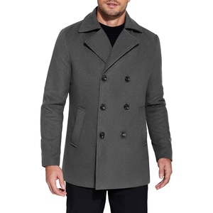image:imageCOOFANDY Mens Double Breasted Pea Coat Winter Overcoat Short Trench Coat Notched CollarDark Grey