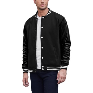 image:imageCOOFANDY Mens Fashion Varsity Jackets Leather Sleeve Slim Fit College Baseball Letterman Bomber CoatBlack