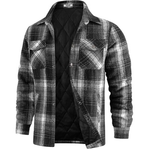 image:imageCOOFANDY Mens Flannel Shirt Jackets Quilted Lined Plaid Jacket Long Sleeve Button Down Thick Winter Outwear ShacketsBlack