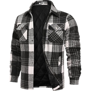 image:imageCOOFANDY Mens Flannel Shirt Jackets Quilted Lined Plaid Jacket Long Sleeve Button Down Thick Winter Outwear ShacketsBlack Plaid