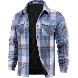 image:imageCOOFANDY Mens Flannel Shirt Jackets Quilted Lined Plaid Jacket Long Sleeve Button Down Thick Winter Outwear ShacketsBlue