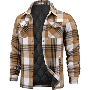 image:imageCOOFANDY Mens Flannel Shirt Jackets Quilted Lined Plaid Jacket Long Sleeve Button Down Thick Winter Outwear ShacketsBrown