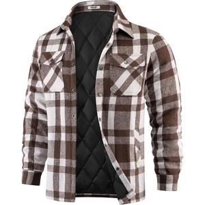 image:imageCOOFANDY Mens Flannel Shirt Jackets Quilted Lined Plaid Jacket Long Sleeve Button Down Thick Winter Outwear ShacketsCoffee