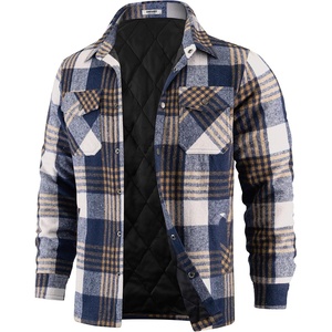 image:imageCOOFANDY Mens Flannel Shirt Jackets Quilted Lined Plaid Jacket Long Sleeve Button Down Thick Winter Outwear ShacketsDark Blue