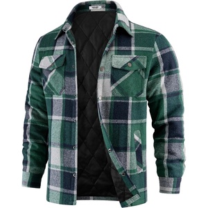 image:imageCOOFANDY Mens Flannel Shirt Jackets Quilted Lined Plaid Jacket Long Sleeve Button Down Thick Winter Outwear ShacketsGreen