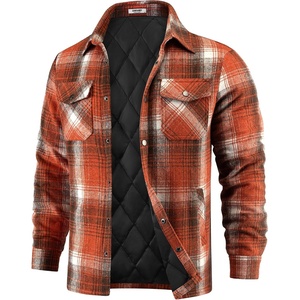 image:imageCOOFANDY Mens Flannel Shirt Jackets Quilted Lined Plaid Jacket Long Sleeve Button Down Thick Winter Outwear ShacketsOrange