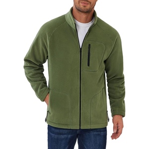 image:imageCOOFANDY Mens Fleece Jackets Full Zip Raglan Long Sleeve Lightweight Casual Outdoor Warm Jacket Coat with PocketsArmy Green