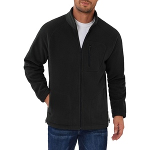 image:imageCOOFANDY Mens Fleece Jackets Full Zip Raglan Long Sleeve Lightweight Casual Outdoor Warm Jacket Coat with PocketsBlack
