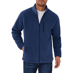 image:imageCOOFANDY Mens Fleece Jackets Full Zip Raglan Long Sleeve Lightweight Casual Outdoor Warm Jacket Coat with PocketsDark Blue