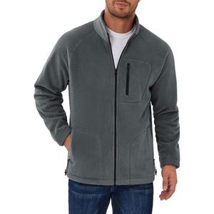 image:imageCOOFANDY Mens Fleece Jackets Full Zip Raglan Long Sleeve Lightweight Casual Outdoor Warm Jacket Coat with PocketsDark Grey