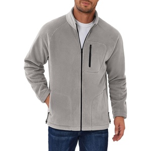 image:imageCOOFANDY Mens Fleece Jackets Full Zip Raglan Long Sleeve Lightweight Casual Outdoor Warm Jacket Coat with PocketsGrey
