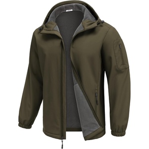 image:imageCOOFANDY Mens Hooded Softshell Jacket Waterproof Fleece Lined Windbreaker Lightweight Outdoor Hiking JacketArmy Green