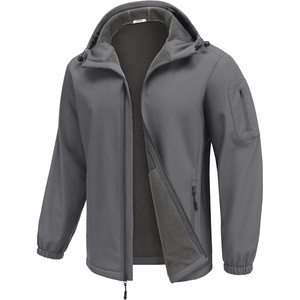 image:imageCOOFANDY Mens Hooded Softshell Jacket Waterproof Fleece Lined Windbreaker Lightweight Outdoor Hiking JacketLight Grey