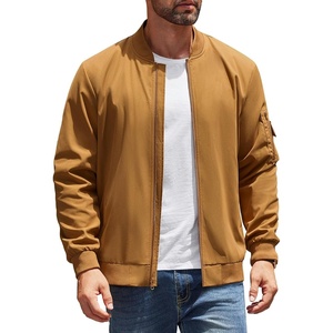 image:imageCOOFANDY Mens Lightweight Bomber Jackets Casual Spring Fall Windbreaker Jacket Light Zip Up Coat With PocketLight Brown