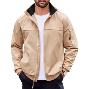 image:imageCOOFANDY Mens Lightweight Bomber Jackets Stand Collar Windbreaker Softshell Jacket Zip Up Coat for Fall OutdoorKhaki