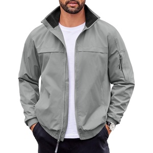 image:imageCOOFANDY Mens Lightweight Bomber Jackets Stand Collar Windbreaker Softshell Jacket Zip Up Coat for Fall OutdoorLight Gray
