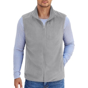 image:imageCOOFANDY Mens Lightweight Fleece Vest Sleeveless Zip Up Warm Jacket Casual Outerwear Vests With PocketsLight Grey