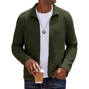 image:imageCOOFANDY Mens Lightweight Varsity Jacket Casual Bomber Jackets Waffle Zip Up Sweatshirts with PocketArmy Green