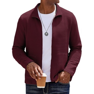 image:imageCOOFANDY Mens Lightweight Varsity Jacket Casual Bomber Jackets Waffle Zip Up Sweatshirts with PocketDark Red