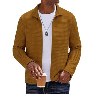 image:imageCOOFANDY Mens Lightweight Varsity Jacket Casual Bomber Jackets Waffle Zip Up Sweatshirts with PocketLight Brown