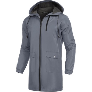 image:imageCOOFANDY Mens Long Raincoat Ligtweight Rain Jacket Waterproof Outdoor Jackets with HoodCharcoal Grey