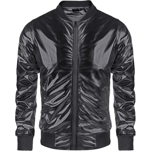 image:imageCOOFANDY Mens Metallic Jacket 70s Disco Dance Party Costume Shiny Varsity Zipper Baseball Bomber JacketBlack