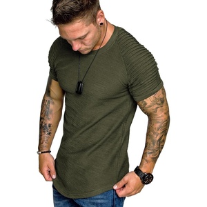 image:imageCOOFANDY Mens Muscle TShirt Pleated Raglan Sleeve Bodybuilding Gym Tee Short Sleeve Fashion Workout Shirts Hipster ShirtArmy Green