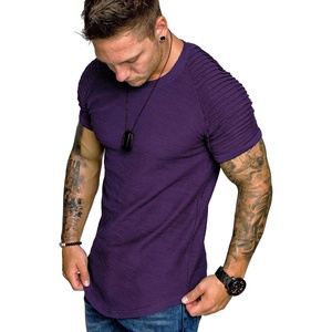 image:imageCOOFANDY Mens Muscle TShirt Pleated Raglan Sleeve Bodybuilding Gym Tee Short Sleeve Fashion Workout Shirts Hipster ShirtDark Purple