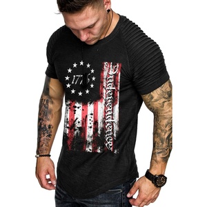 image:imageCOOFANDY Mens Muscle TShirt Pleated Raglan Sleeve Bodybuilding Gym Tee Short Sleeve Fashion Workout Shirts Hipster ShirtIndependence Day Series1