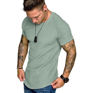 image:imageCOOFANDY Mens Muscle TShirt Pleated Raglan Sleeve Bodybuilding Gym Tee Short Sleeve Fashion Workout Shirts Hipster ShirtLight Green