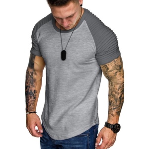 image:imageCOOFANDY Mens Muscle TShirt Pleated Raglan Sleeve Bodybuilding Gym Tee Short Sleeve Fashion Workout Shirts Hipster ShirtLight Grey Textile Light Grey  Grey