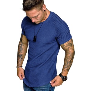 image:imageCOOFANDY Mens Muscle TShirt Pleated Raglan Sleeve Bodybuilding Gym Tee Short Sleeve Fashion Workout Shirts Hipster ShirtType1  Blue