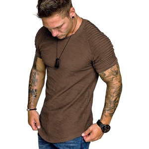 image:imageCOOFANDY Mens Muscle TShirt Pleated Raglan Sleeve Bodybuilding Gym Tee Short Sleeve Fashion Workout Shirts Hipster ShirtType1  Brown