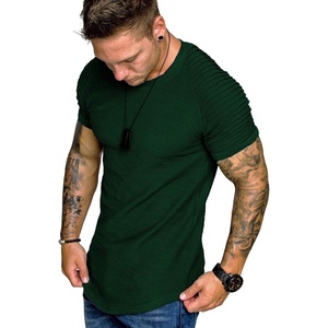 image:imageCOOFANDY Mens Muscle TShirt Pleated Raglan Sleeve Bodybuilding Gym Tee Short Sleeve Fashion Workout Shirts Hipster ShirtType1  Dark Green