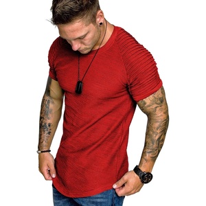 image:imageCOOFANDY Mens Muscle TShirt Pleated Raglan Sleeve Bodybuilding Gym Tee Short Sleeve Fashion Workout Shirts Hipster ShirtType1  Ponceau