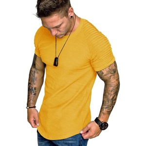 image:imageCOOFANDY Mens Muscle TShirt Pleated Raglan Sleeve Bodybuilding Gym Tee Short Sleeve Fashion Workout Shirts Hipster ShirtType1  Yellow