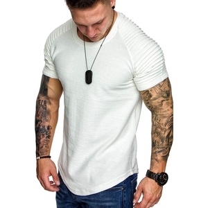 image:imageCOOFANDY Mens Muscle TShirt Pleated Raglan Sleeve Bodybuilding Gym Tee Short Sleeve Fashion Workout Shirts Hipster ShirtWhite