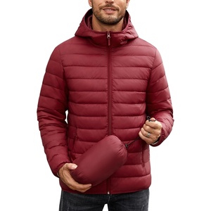 image:imageCOOFANDY Mens Packable Puffer Jacket Lightweight Hooded Insulated Winter Coat Windproof Zipper Down JacketRed