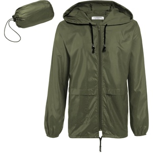 image:imageCOOFANDY Mens Packable Rain Jacket Lightweight Waterproof Raincoat with Hood Outdoor Rain Gear Travel Hiking CyclingArmy Green