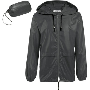 image:imageCOOFANDY Mens Packable Rain Jacket Lightweight Waterproof Raincoat with Hood Outdoor Rain Gear Travel Hiking CyclingDark Grey