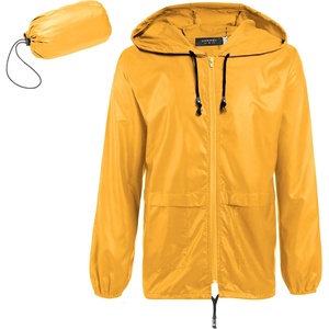 image:imageCOOFANDY Mens Packable Rain Jacket Lightweight Waterproof Raincoat with Hood Outdoor Rain Gear Travel Hiking CyclingOrange Yellow