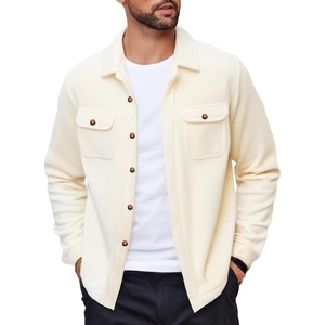 image:imageCOOFANDY Mens Polar Fleece Shacket Long Sleeve Casual Button Down Shirt Jacket with PocketsBeige