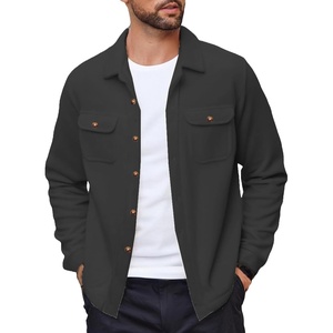 image:imageCOOFANDY Mens Polar Fleece Shacket Long Sleeve Casual Button Down Shirt Jacket with PocketsBlack