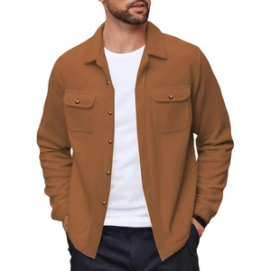 image:imageCOOFANDY Mens Polar Fleece Shacket Long Sleeve Casual Button Down Shirt Jacket with PocketsCamel