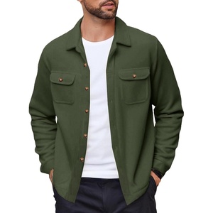 image:imageCOOFANDY Mens Polar Fleece Shacket Long Sleeve Casual Button Down Shirt Jacket with PocketsDark Green