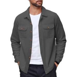 image:imageCOOFANDY Mens Polar Fleece Shacket Long Sleeve Casual Button Down Shirt Jacket with PocketsDark Grey