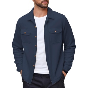 image:imageCOOFANDY Mens Polar Fleece Shacket Long Sleeve Casual Button Down Shirt Jacket with PocketsDark Navy