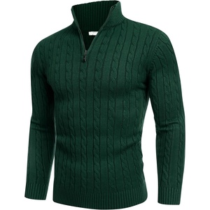 image:imageCOOFANDY Mens Quarter Zip Sweater Slim Fit Casual Knitted Turtleneck Pullover Mock Neck Polo SweaterDark Green