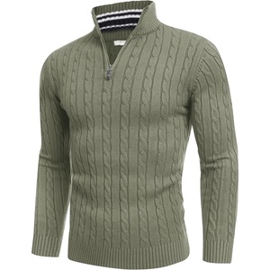 image:imageCOOFANDY Mens Quarter Zip Sweater Slim Fit Casual Knitted Turtleneck Pullover Mock Neck Polo SweaterGrass Green